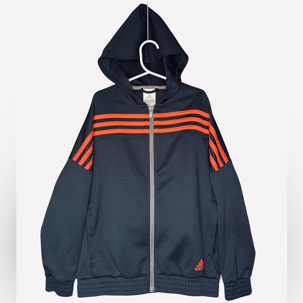 Adidas Youth Track Jacket with Orange Stripes - Small (9-10)
